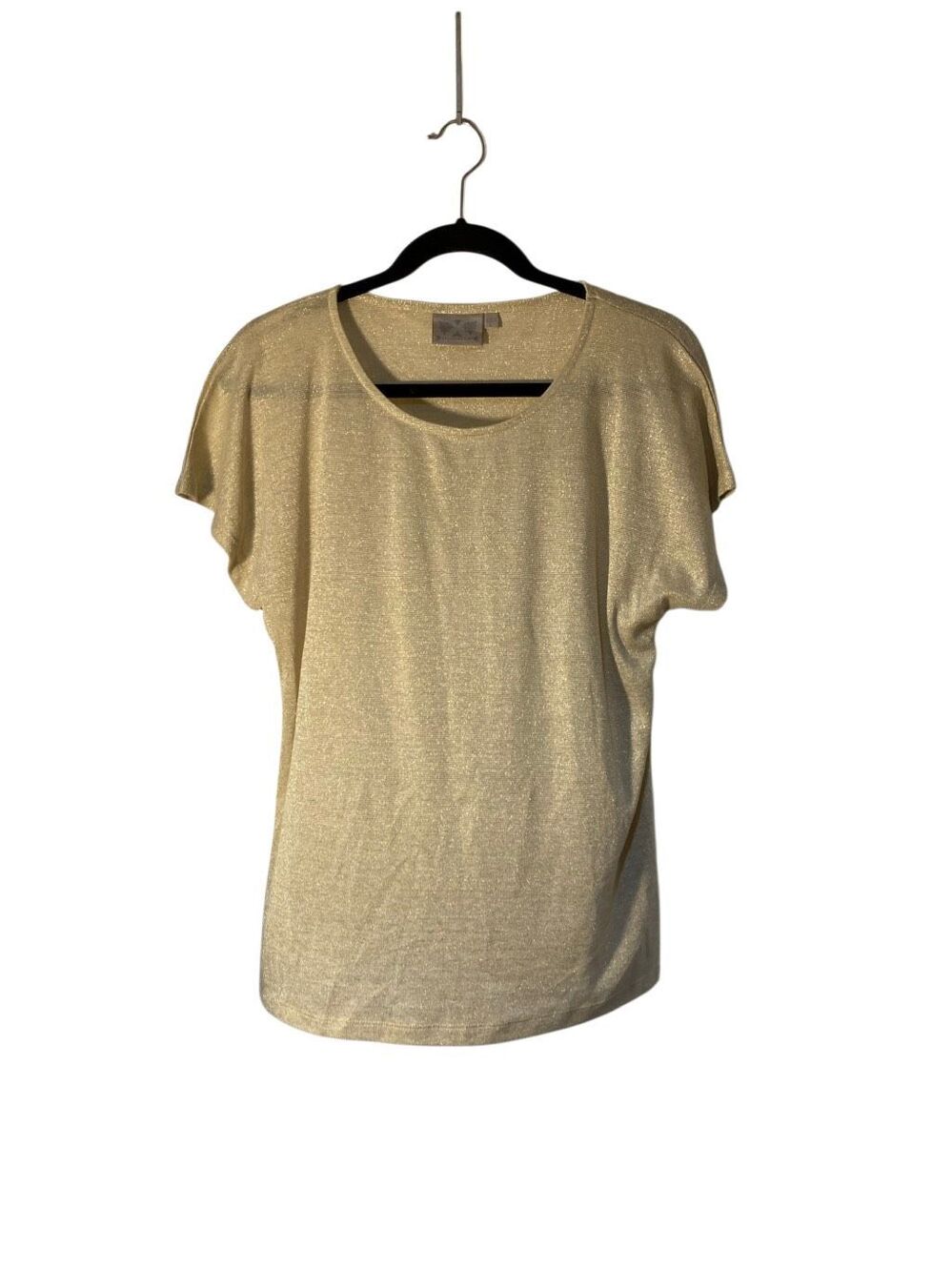 Dantelle women’s gold, metallic shimmer, short sleeve blouse L